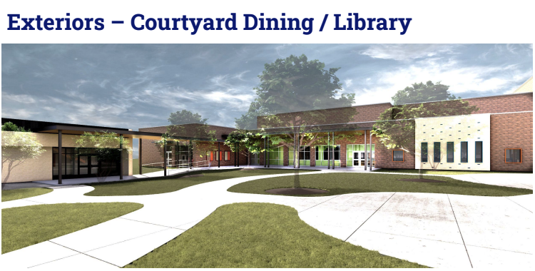 Rendering of Courtyard Dining / Library