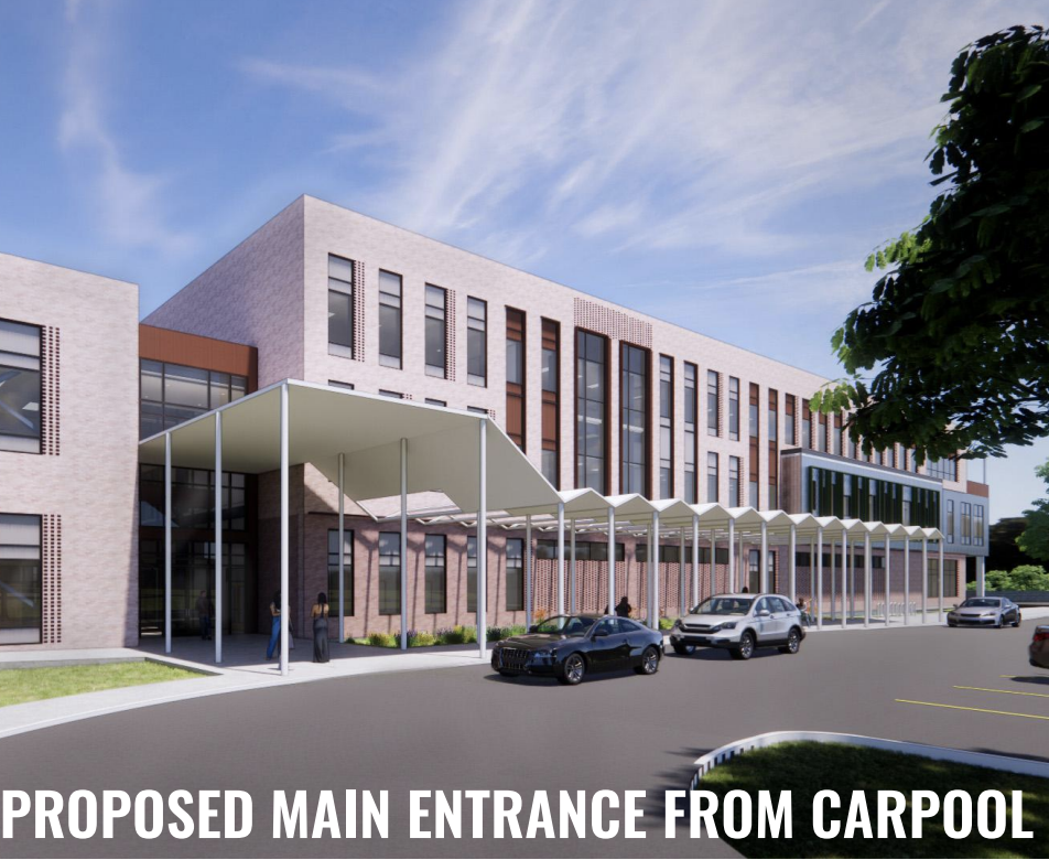 rendering of proposed main entrance from carpool