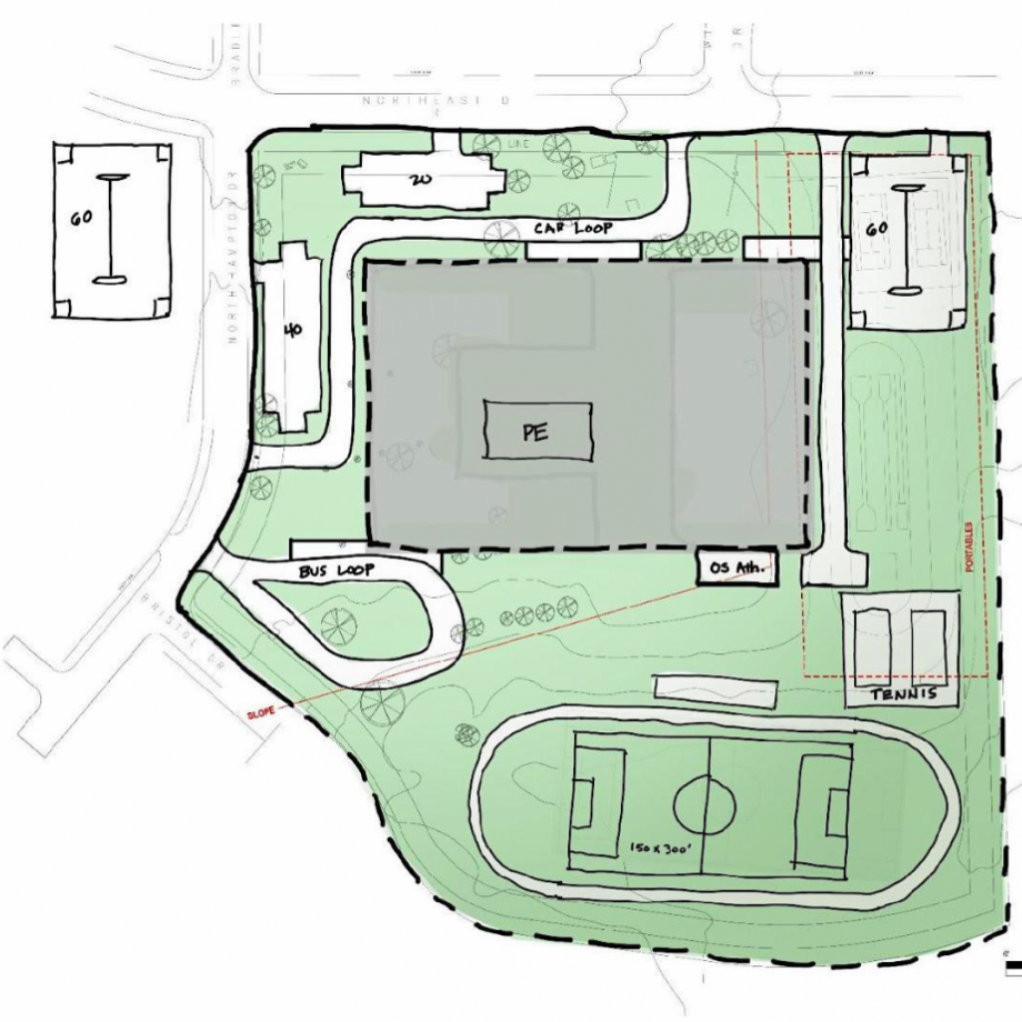 drawing of revised school map