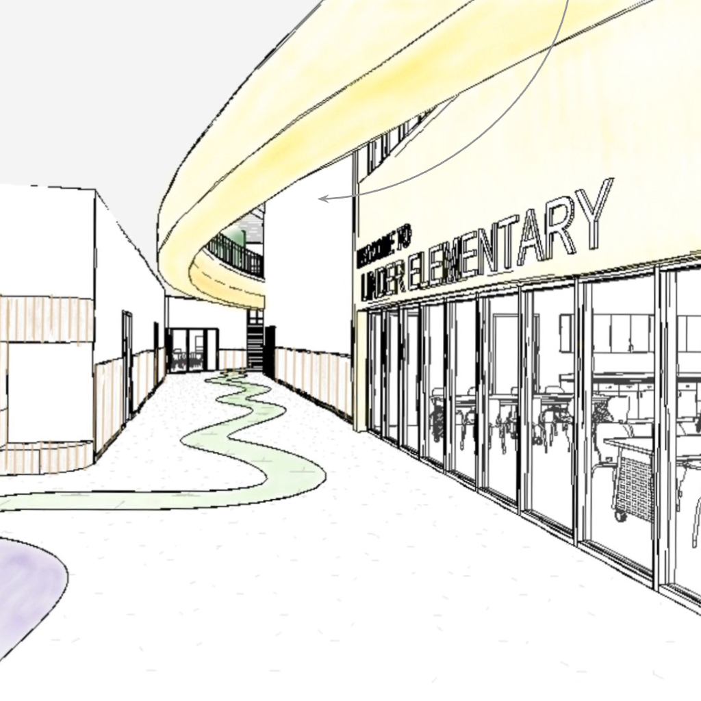 drawing of school rendering, library